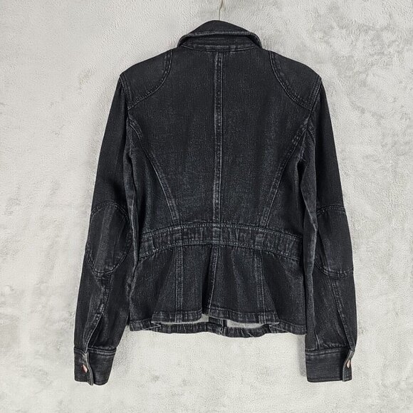 Armani Exchange Denim Jacket Womens Size S Dark Gray Stretch Collared Snap - Picture 8 of 8